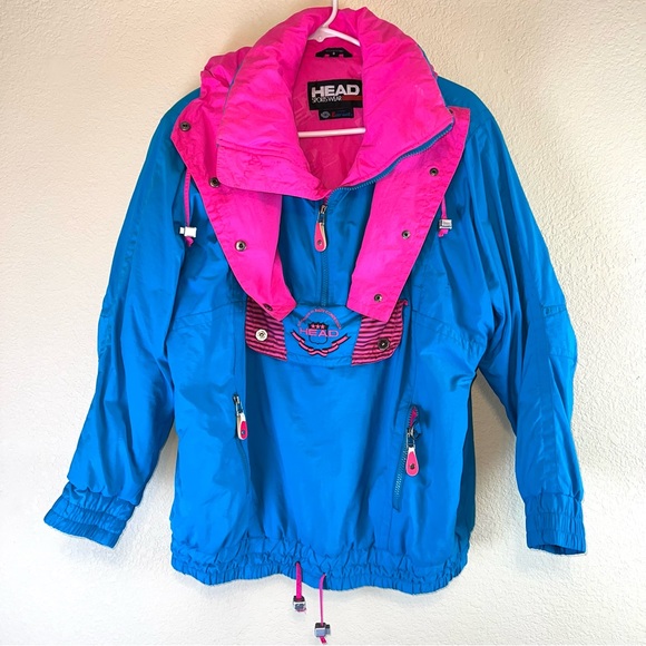 Head Jackets & Blazers - Vintage Head Sportswear Women’s Teal/Neon Pink Ski Jacket. Sz 8